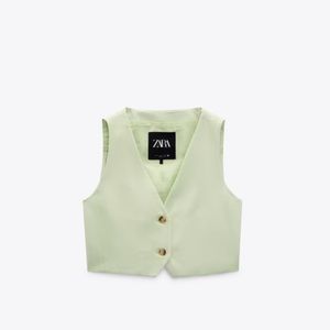 Zara crop linen vest